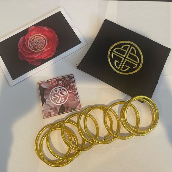 Budhagirl GOLD ALL WEATHER BANGLES - Set of 9 - Size Medium - BRAND NEW - Picture 8 of 13